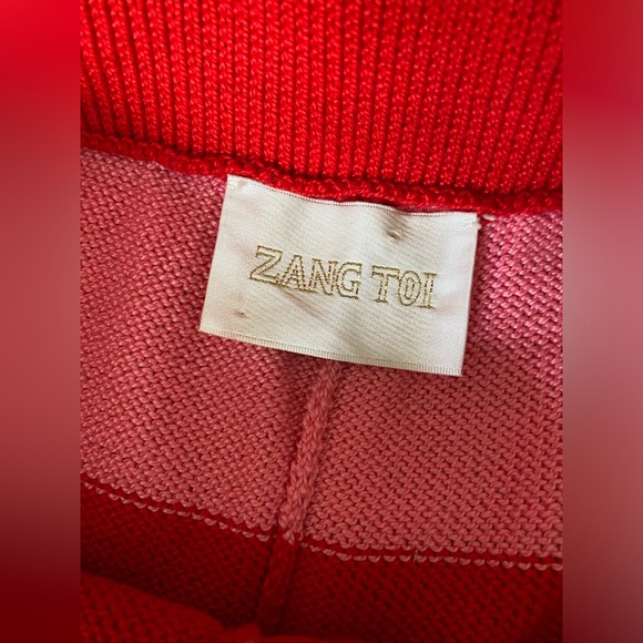Zang Toi Knit Striped Sweater Lounge Mini Shorts Small 4 6 Red Pink High Rise - Picture 3 of 4